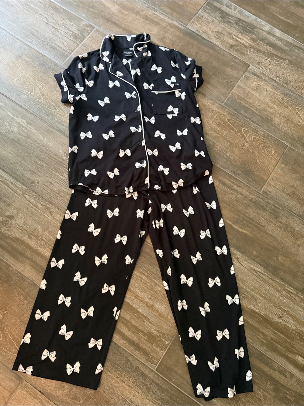 kate spade Black Bow-Print Short Sleeve Pajama Set